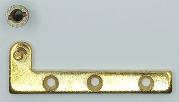 Pivot laitonné 50.116.1 coudé, 80mm, avec douille, la paire haut et bas pour 1 porte D ou G.