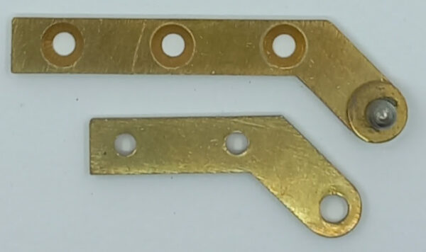 Pivot laiton 50.114 coudé 45 degré, 70mm, la paire haut et bas pour 1 porte D ou G.
