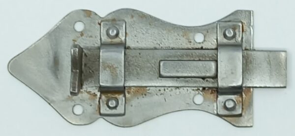 Targette,   10.910.1 fer brut, rouillé et brossé, 80x38mm, sans gâche, vis TR 3,5.