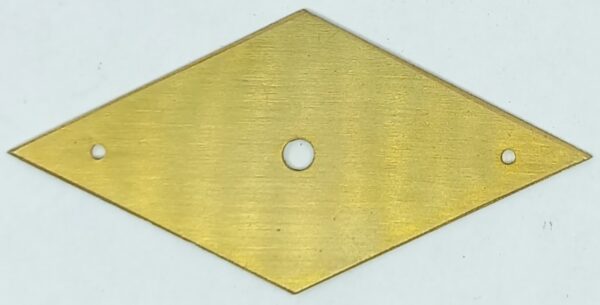 Platine laiton 18.476.1  poli, dim. 76x37mm, percée 4mm.