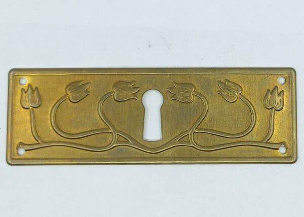 Entrée laiton 20.702 poli, 95x32mm, vertical ou tiroir, Art nouveau 1900. Assorti à la poignée 24.902.