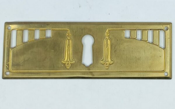 Entrée laiton 20.703 poli, 98x32mm, vertical ou tiroir, Art nouveau 1900. Assorti à la poignée 24.901.