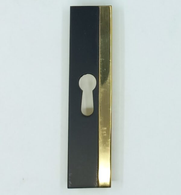 Entrée  20.901 noir et or, 70x16mm, G ou D, vers 1950, avec 2 pointes fixes, photo droite.